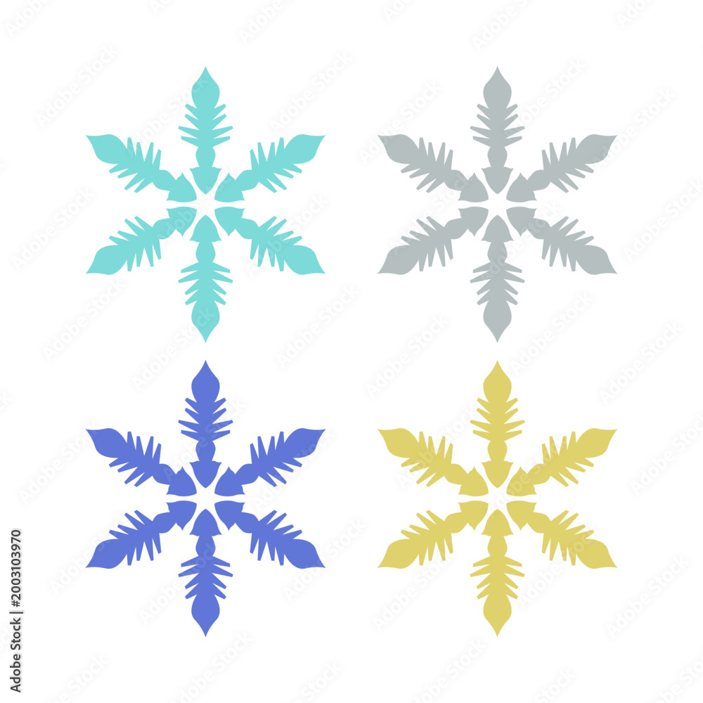 Obraz premium BEAUTIFUL SNOWFLAKES SIGN SYMBOL LOGO VECTOR ISOLATED ON WHITE