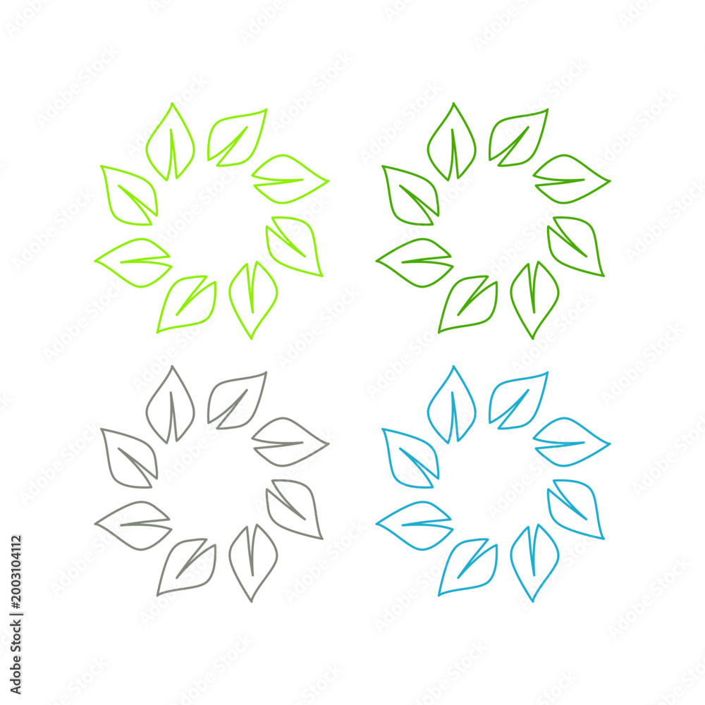 Fototapeta premium GREEN LEAVES SIGN SYMBOL LOGO VECTOR ISOLATED ON WHITE