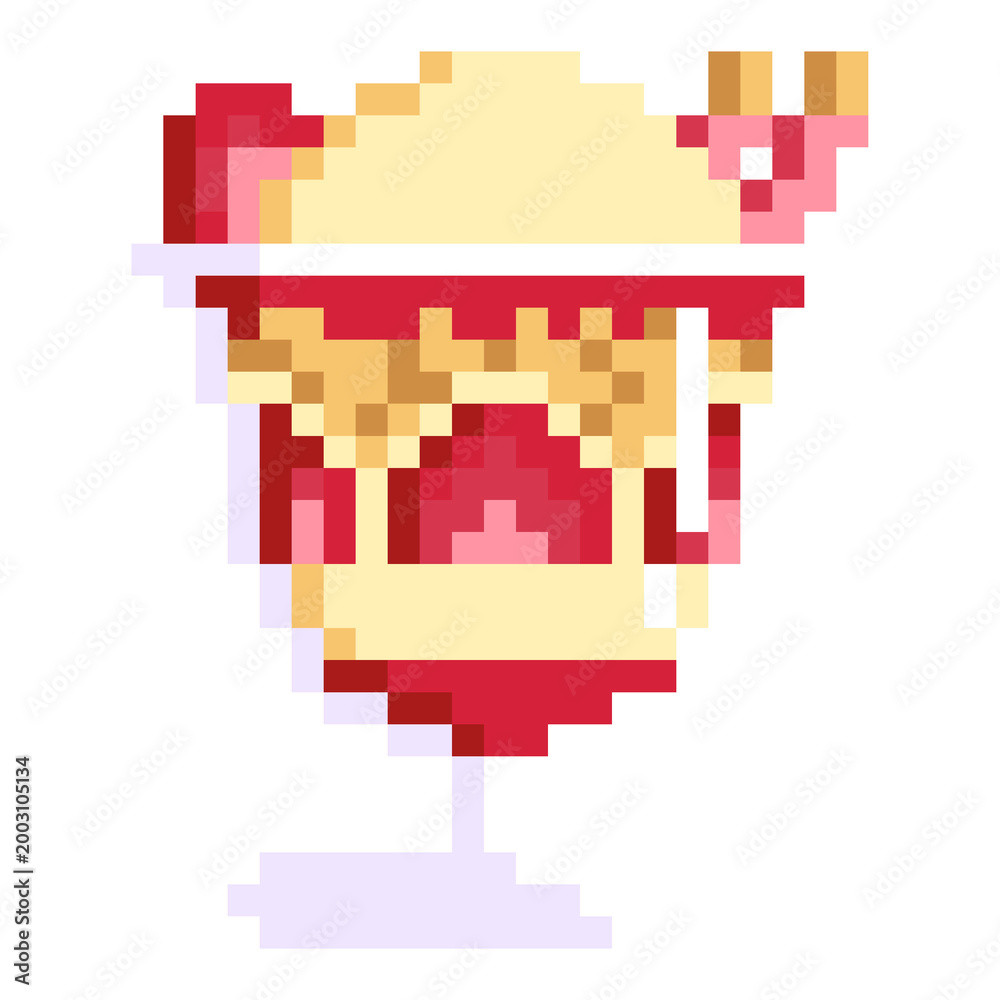 Fototapeta premium Pixel strawberry parfait