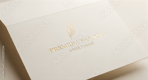 Premium fashion gold logo mockup on a paper card