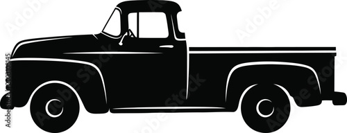 Vintage pickup truck silhouette side view