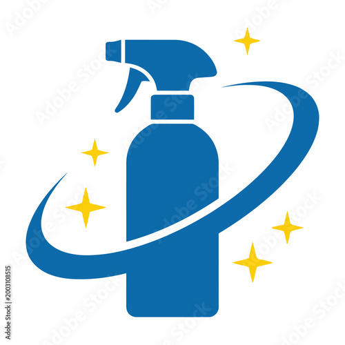 Spray Bottle Icon with Sparkling Stars Symbolizing Professional Cleaning and Hygiene Services