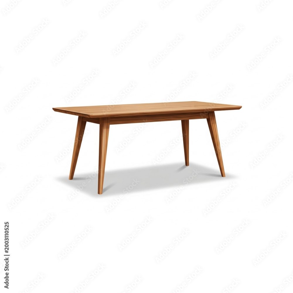 Fototapeta premium Stylized Wooden Table Modern Furniture Vector Illustration