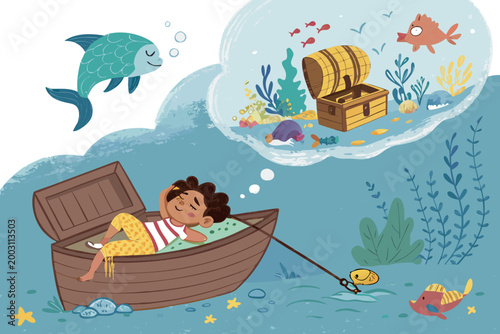 Fishing Dream With A Child Falling Asleep On