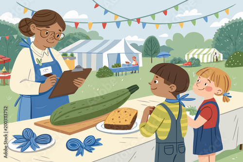 Garden Festival With Children Showing Their