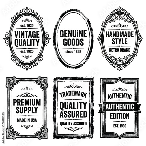 Vintage Quality Assurance Labels Set.