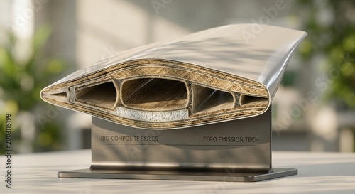 Cross-section of an aerodynamic composite aircraft wing showing internal structure.