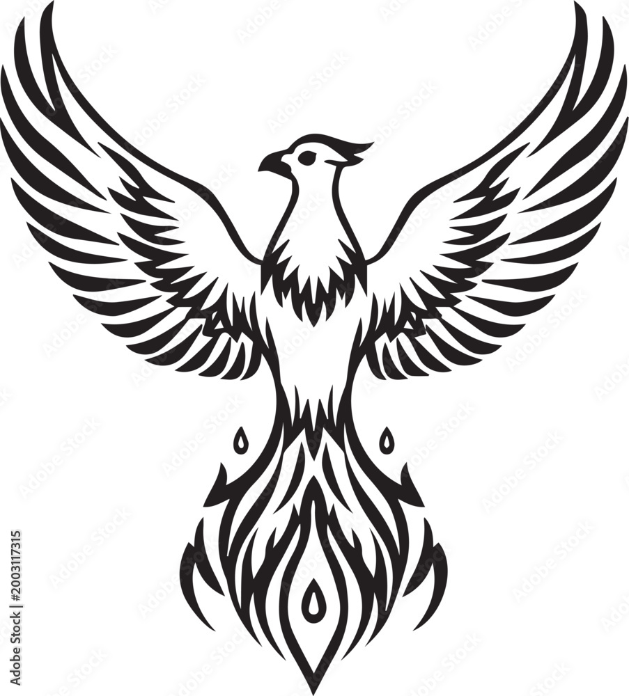 Fototapeta premium The mythical phoenix bird rising triumphantly from the flames. This image captures the essence of rebirth and renewal. 
