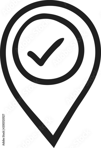 Check-in Location Marker with Tick Icon