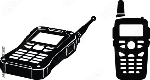 Two way radios a black and white illustration of communication devices