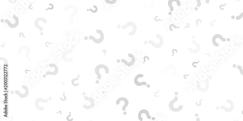 Question mark seamless pattern. Repeating interrogation patern. Hand drawn black simple icon on white sample background. Repeated modern wallpaper for design prints. Repeat swatch.