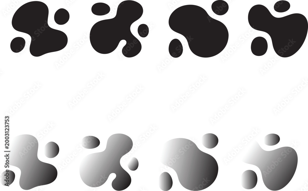 Fototapeta premium Dynamic collection of abstract organic fluid shapes, featuring smooth curves and diverse gradients, ideal for contemporary design backgrounds, liquid-inspired elements, and modern graphic compositions