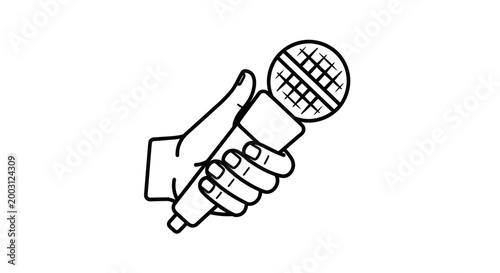 Hand Holding a Microphone Close Up 2.