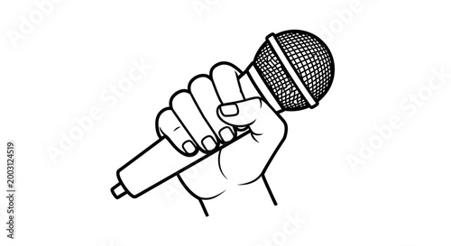 Hand holding a microphone tightly 1.