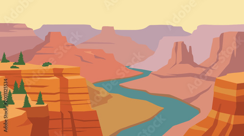 Tableau sur toile This breathtaking canyon view captures the stunning rock formations and vibrant colors of the Grand Canyon at sunset, reflecting nature's artistry and grandeur