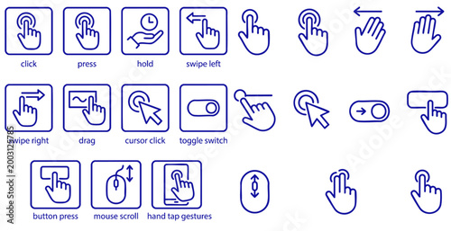 Click cursor set button with hand pointer clicking. Click here web button sign. Isolated website buy or register bar icon with hand finger arrow clicking cursor – stock vector