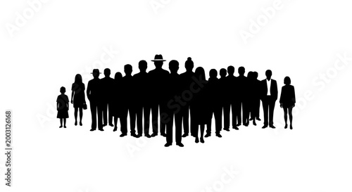 Silhouettes of business people standing together.