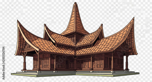 Traditional Asian Pavilion with Curved Roof Architecture.