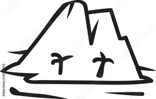 Remote Tropical Treasure Island with Palm Trees