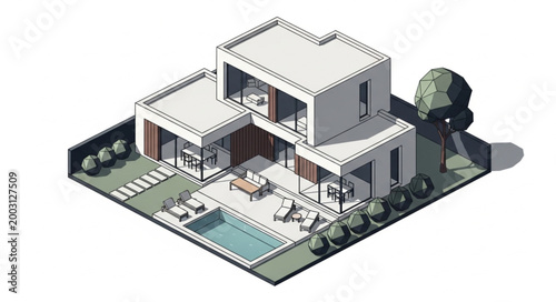 Modern House with Swimming Pool Area.