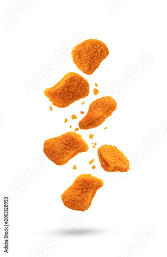 Fotografia Delicious chicken nuggets on white background