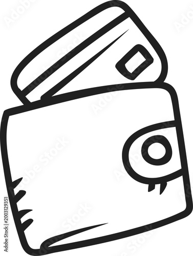 Hand-drawn Open Wallet for Cash and Card Icon