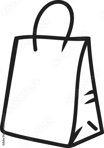 Hand-drawn Eco-Friendly Paper Shopping Bag Icon