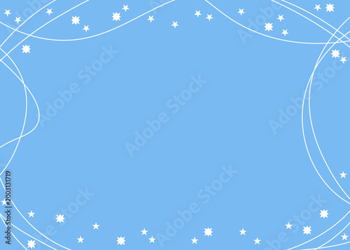 シンプルで使いやすい背景素材_白ラインと星のあしらい2_青