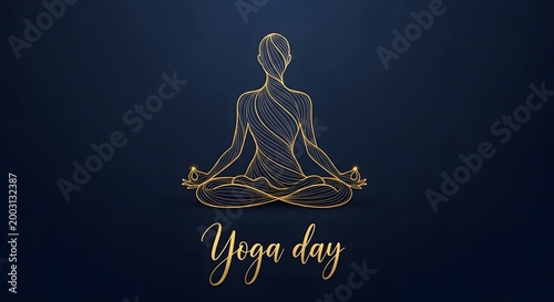 Happy yoga day colorful concept background with silhouette of a yoga practitioner