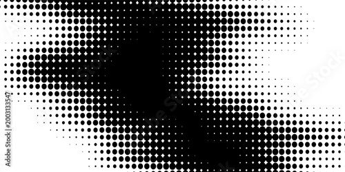 Tableau sur toile An abstract, irregular black shape composed of halftone dots