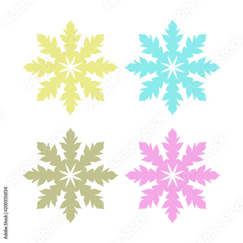 COLORFUL SNOWFLAKES DESIGN ELEMENTS VECTOR