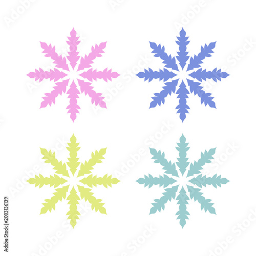 COLORFUL XMAS SNOWFLAKES DESIGN ELEMENTS VECTOR