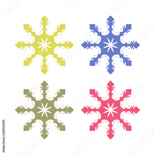 COLORFUL XMAS SNOWFLAKES DESIGN ELEMENTS VECTOR