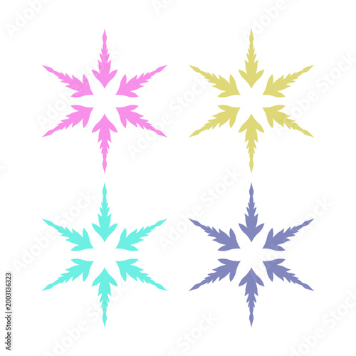 COLORFUL XMAS SNOWFLAKES DESIGN ELEMENTS VECTOR