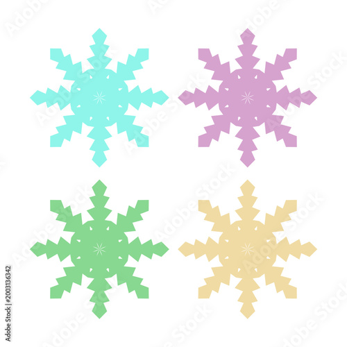 COLORFUL XMAS SNOWFLAKES DESIGN ELEMENTS VECTOR