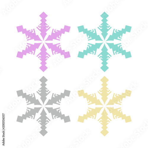 COLORFUL XMAS SNOWFLAKES DESIGN ELEMENTS VECTOR