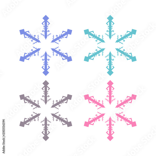 COLORFUL XMAS SNOWFLAKES DESIGN ELEMENTS VECTOR