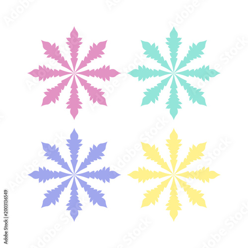 COLORFUL XMAS SNOWFLAKES DESIGN ELEMENTS VECTOR