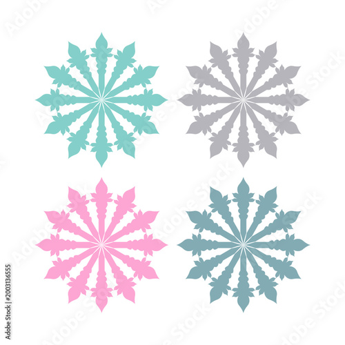 COLORFUL XMAS SNOWFLAKES DESIGN ELEMENTS VECTOR