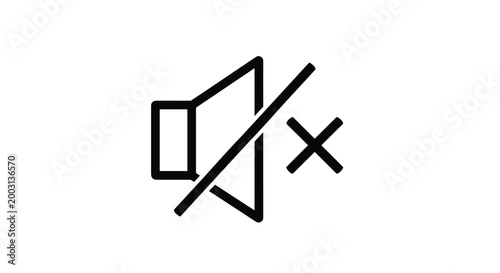 Minimalist black and white icon of a speaker with a slash through it, signifying a mute or silent sound setting.
