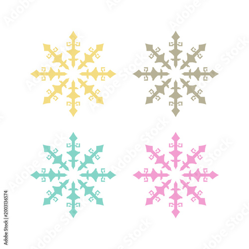 COLORFUL XMAS SNOWFLAKES DESIGN ELEMENTS VECTOR