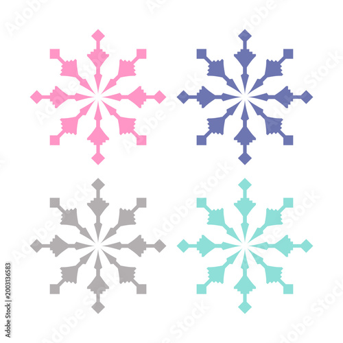 COLORFUL XMAS SNOWFLAKES DESIGN ELEMENTS VECTOR