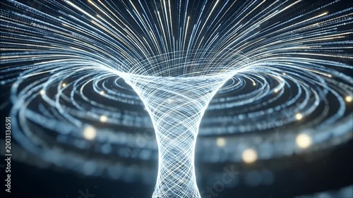 Futuristic Blue Light Trails Vortex With Glowing Particles
