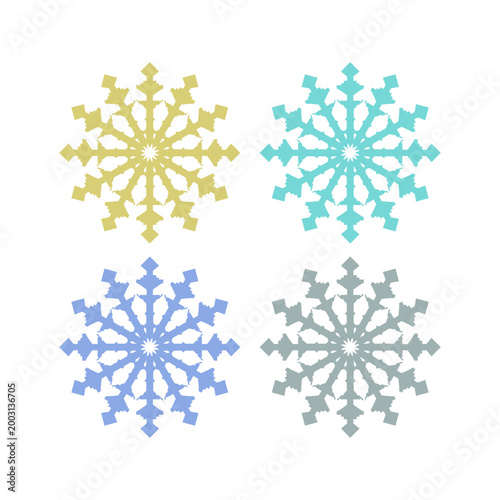 COLORFUL XMAS SNOWFLAKES DESIGN ELEMENTS VECTOR
