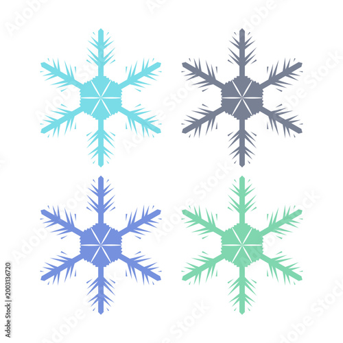 COLORFUL XMAS SNOWFLAKES DESIGN ELEMENTS VECTOR