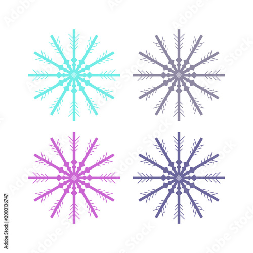 COLORFUL XMAS SNOWFLAKES DESIGN ELEMENTS VECTOR