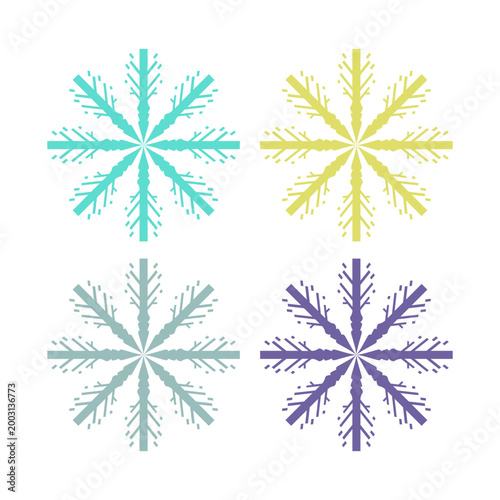 COLORFUL XMAS SNOWFLAKES DESIGN ELEMENTS VECTOR