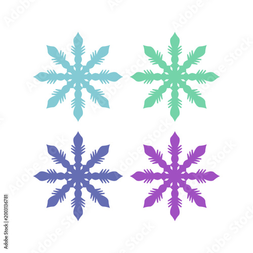 COLORFUL XMAS SNOWFLAKES DESIGN ELEMENTS VECTOR