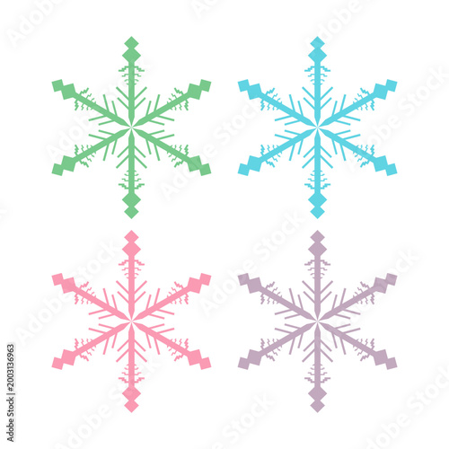 COLORFUL XMAS SNOWFLAKES DESIGN ELEMENTS VECTOR
