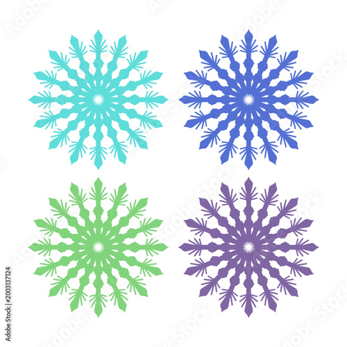 COLORFUL XMAS SNOWFLAKES DESIGN ELEMENTS VECTOR